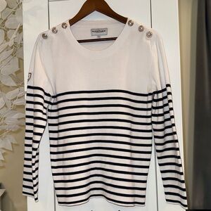 Mariner Black and White Striped Long Sleeve 100% Cotton Nautical Sweater